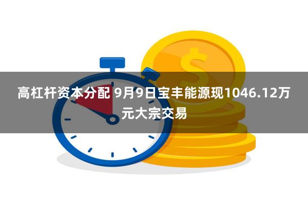 高杠杆资本分配 9月9日宝丰能源现1046.12万元大宗交易